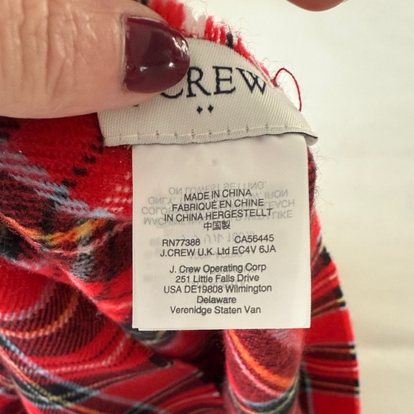 J. Crew Vibrant Red Plaid Shawl with Fringe - Picture 3 of 5